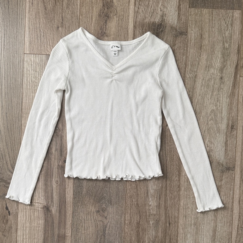 ART CLASS GIRL White Ribbed Long Sleeve Top Size M (7/8)